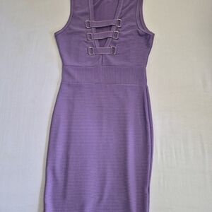 Sleeveless Purple Bodycon Dress with Decorative Front Straps